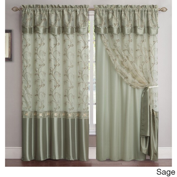 All American Collection New 1 Panel Embroidered Curtain With