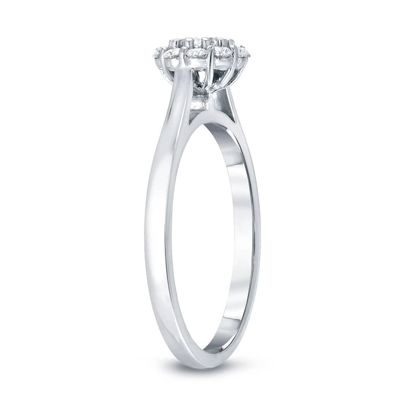 Auriya 14k Gold 1/2ctw Classic Halo Diamond Engagement Ring