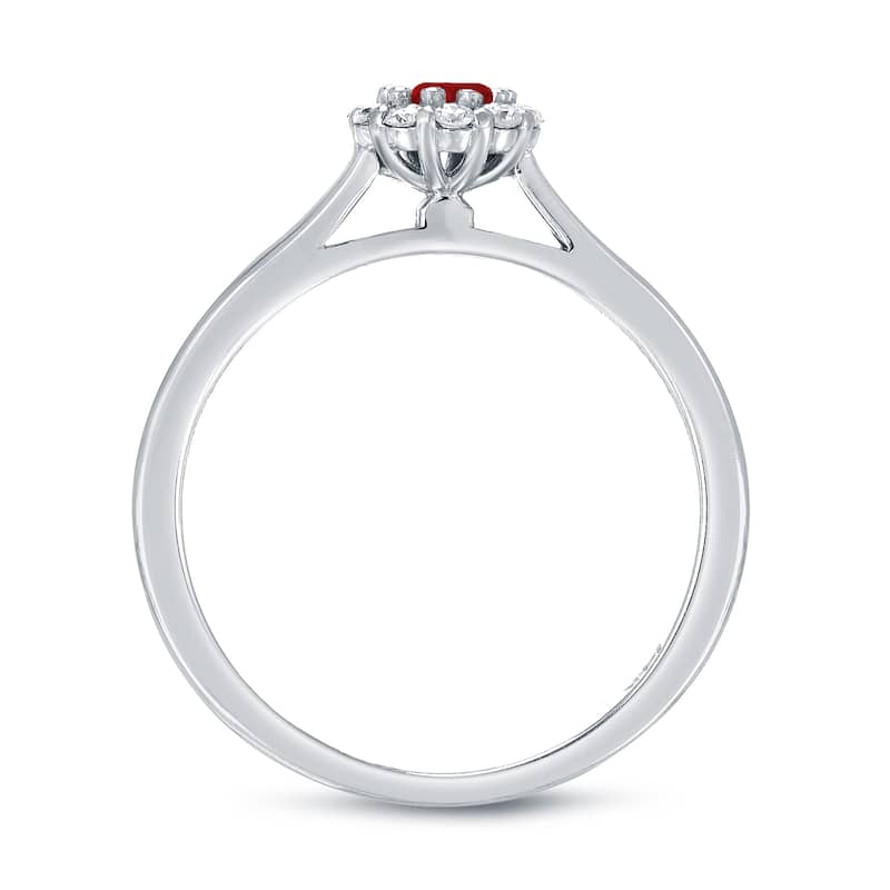 Auriya 14k Gold 1/6ct Ruby and 1/6ct TDW Diamond Halo Engagement Ring