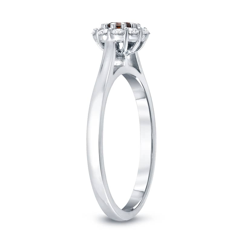 Auriya 14k Gold 1/4ctw Halo Brown Diamond Engagement Ring (H, I1-I2)