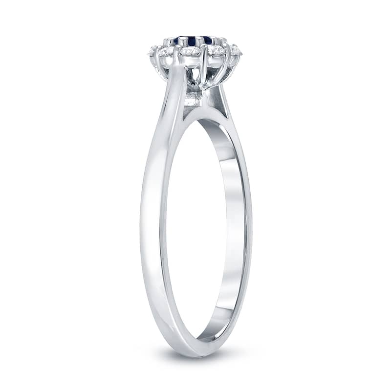 Auriya 14k Gold 1/6ct Blue Sapphire and Halo Diamond Engagement Ring