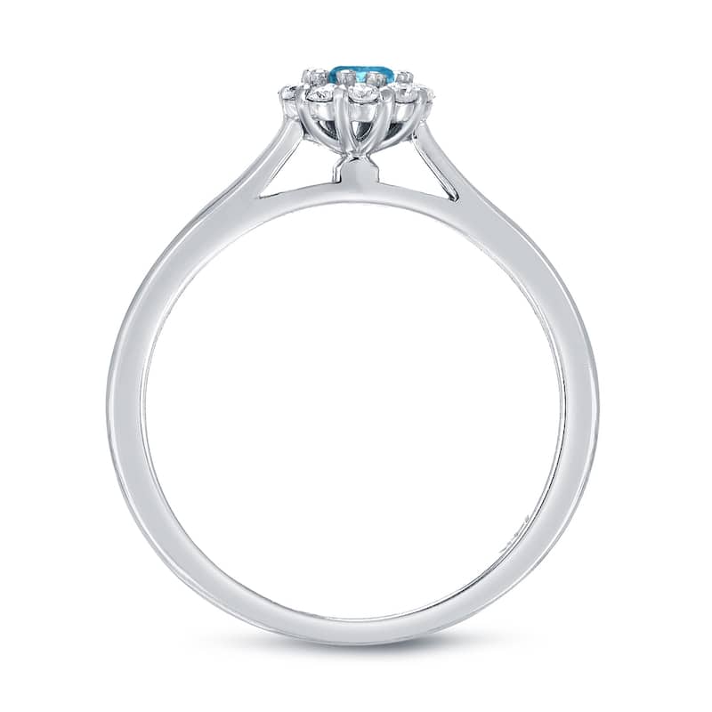 Auriya 14k Gold 1/4cttw Blue Diamond Halo Engagement Ring