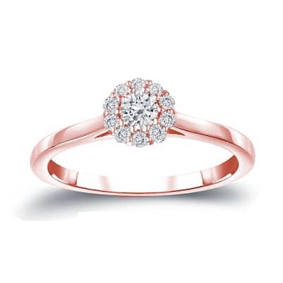 Auriya 14k Gold 1/4cttw Halo Diamond Engagement Ring