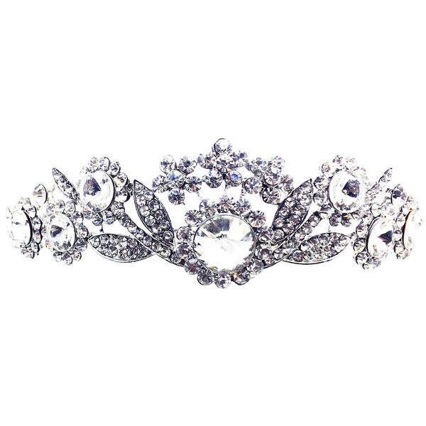Shop Kate Marie Cwn 9309 Silver Rhinestone Crown Tiara Headband Free Shipping On Orders Over
