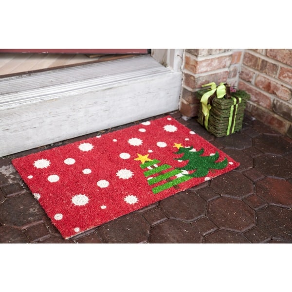 Shop Christmas Trees Non Slip Coir Doormat Free Shipping