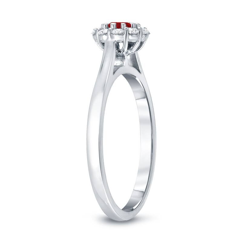 Auriya 1/3ct Red Ruby Gemstone and 1/5ctw Halo Diamond Engagement Ring 14k Gold