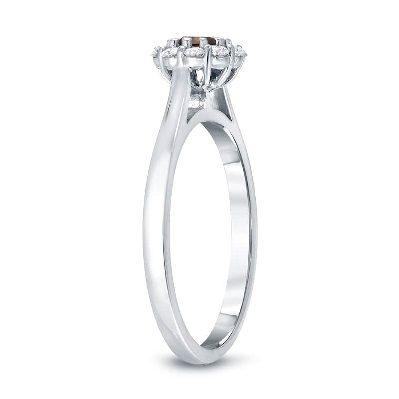 Auriya Round Halo Brown Diamond Engagement Ring 1/2ct TDW 14K Gold