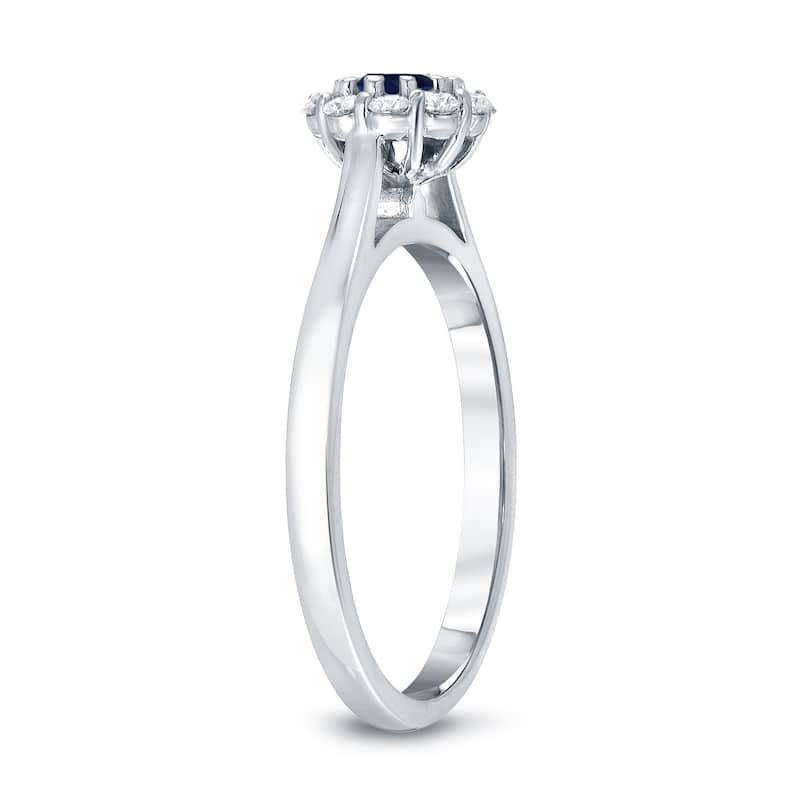 Auriya Round 1/3ct Blue Sapphire and 1/5ct TDW Halo Diamond Engagement Ring 14K Gold