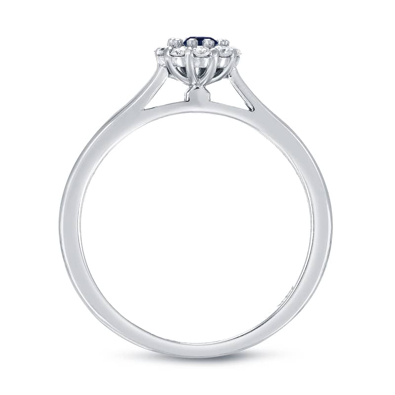 Auriya Round 1/3ct Blue Sapphire and 1/5ct TDW Halo Diamond Engagement Ring 14K Gold