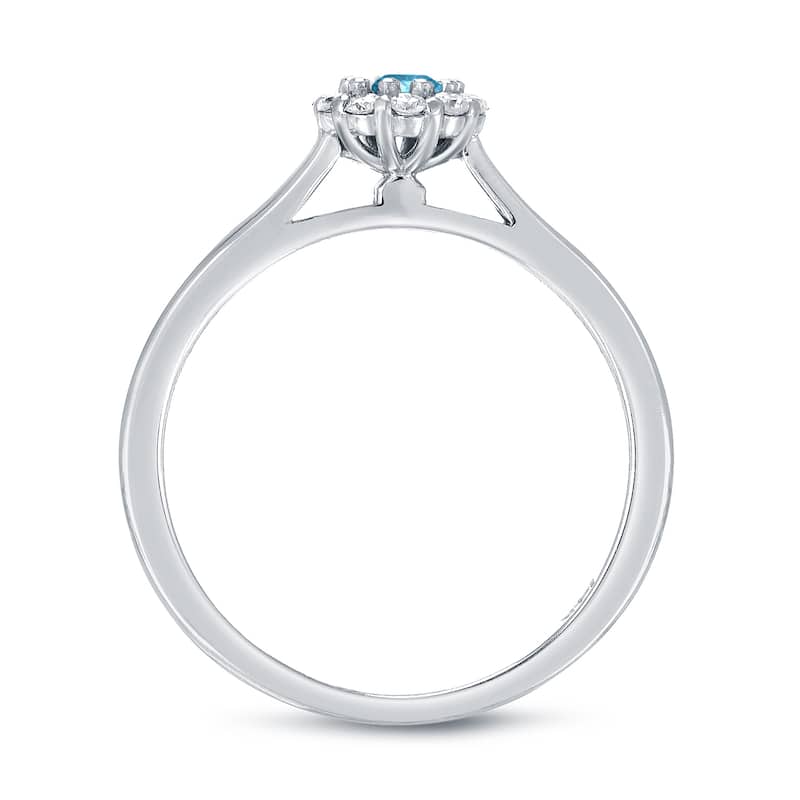 Auriya Round Halo Blue Diamond Engagement Ring 1/2ct TDW 14K Gold (H-I, I1-I2)