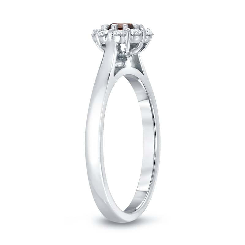 Auriya 14k Gold 3/4ctw Brown Diamond Halo Engagement Ring