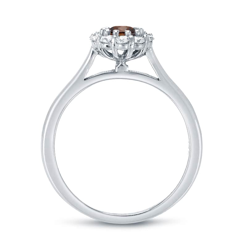 Auriya 14k Gold 3/4ctw Brown Diamond Halo Engagement Ring