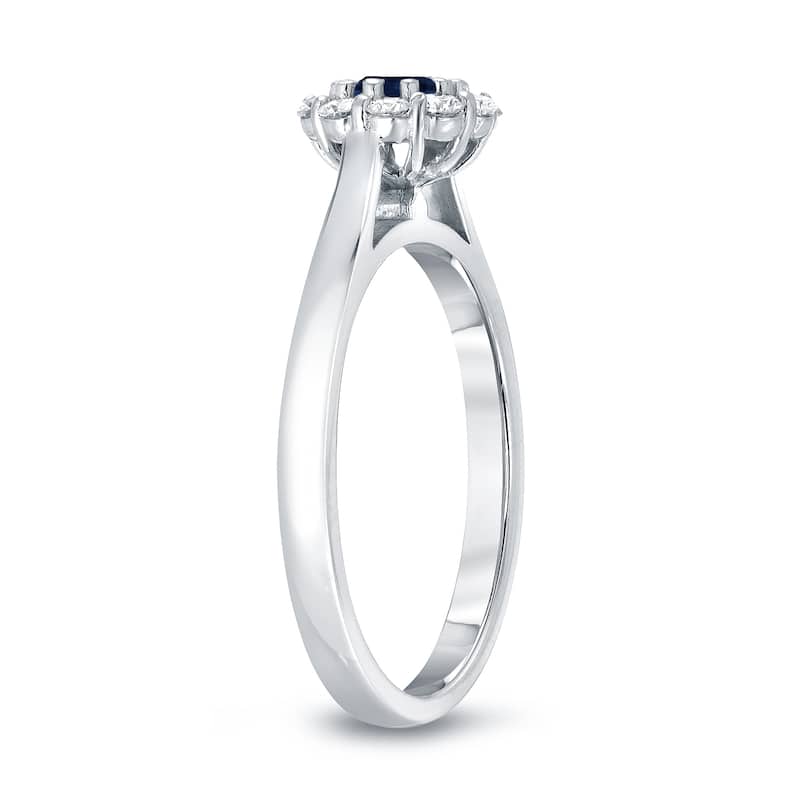 Auriya 14k Gold 1/2ct Blue Sapphire and 1/3ctw Halo Diamond Engagement Ring