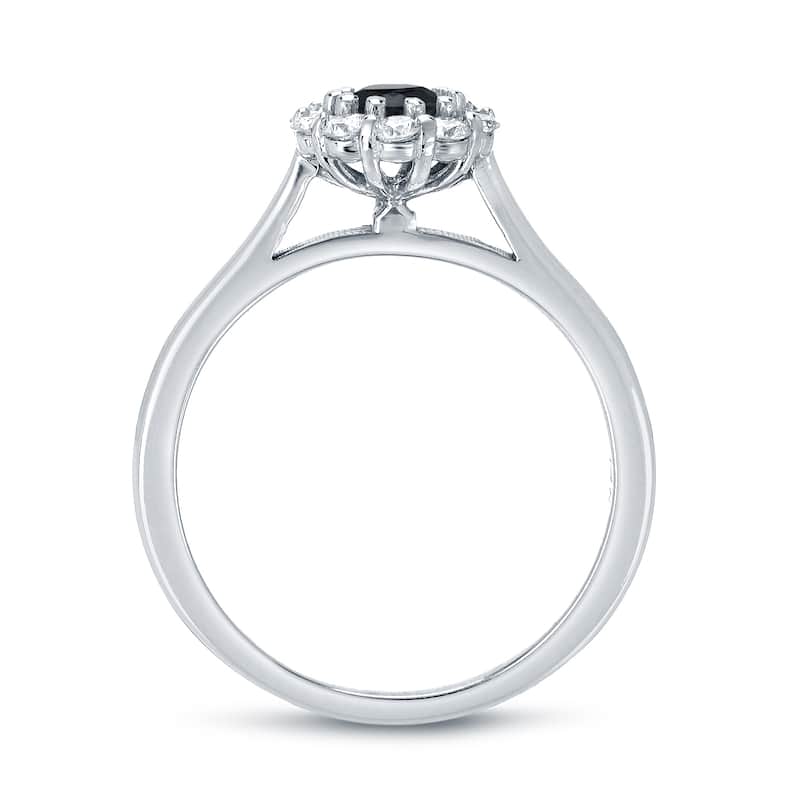 Auriya 14k Gold 3/4ctw Halo Black Diamond Engagement Ring