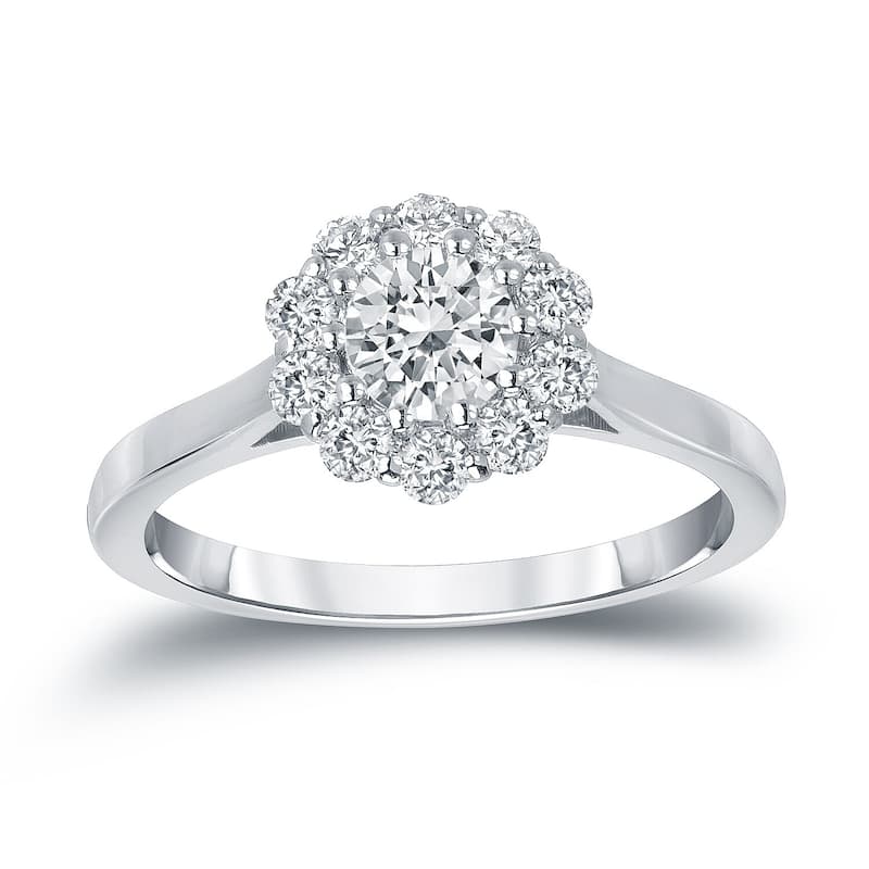 Auriya 14k Gold 3/4cttw Halo Diamond Engagement Ring (H-I, I1-I2) - 4 - White