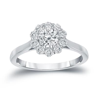Auriya 14k Gold 3/4cttw Halo Diamond Engagement Ring (H-I, I1-I2)