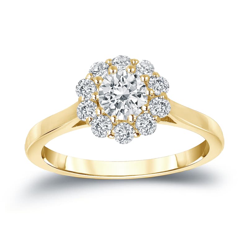 Auriya 14k Gold 3/4cttw Halo Diamond Engagement Ring (H-I, I1-I2)