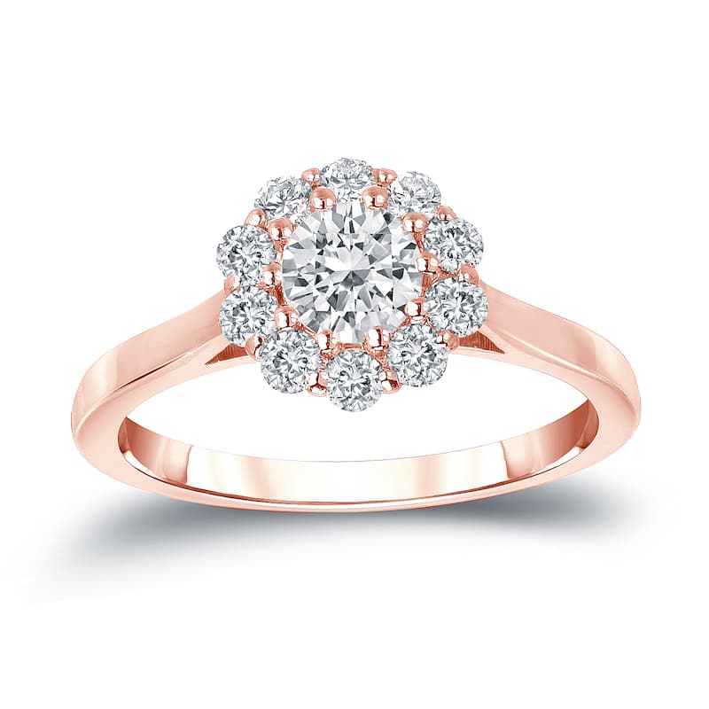 Auriya 14k Gold 3/4cttw Halo Diamond Engagement Ring (H-I, I1-I2)