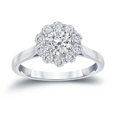 Auriya 14k Gold 1 carat TW Halo Diamond Engagement Ring