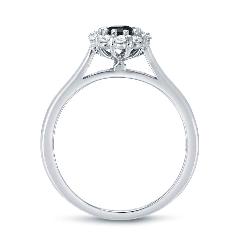 Auriya 14k Gold 1 carat TW Halo Black Diamond Engagement Ring