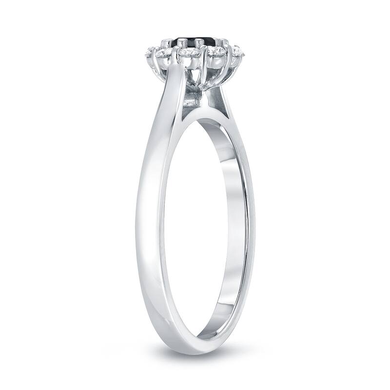 Auriya 14k Gold 1 carat TW Halo Black Diamond Engagement Ring