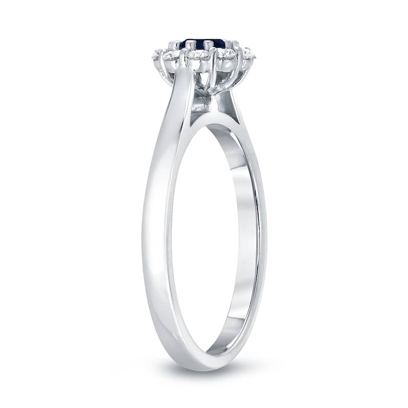 Auriya Round 3/5ct Blue Sapphire and 1/2ct TDW Halo Diamond Engagement Ring 14k Gold (H-I, I1-I2)