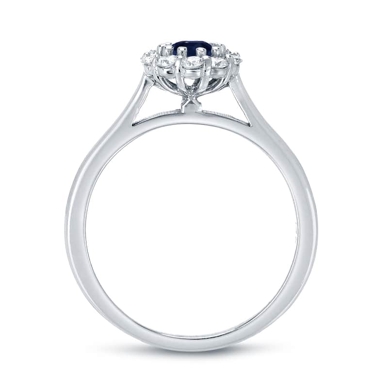Auriya Round 3/5ct Blue Sapphire and 1/2ct TDW Halo Diamond Engagement Ring 14k Gold (H-I, I1-I2)