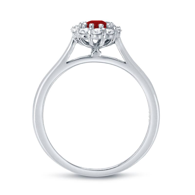 Auriya 14k Gold 3/5ct Ruby and 1/2ct TDW Diamond Halo Engagement Ring