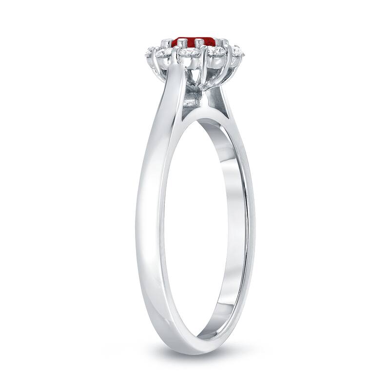 Auriya 14k Gold 3/5ct Ruby and 1/2ct TDW Diamond Halo Engagement Ring