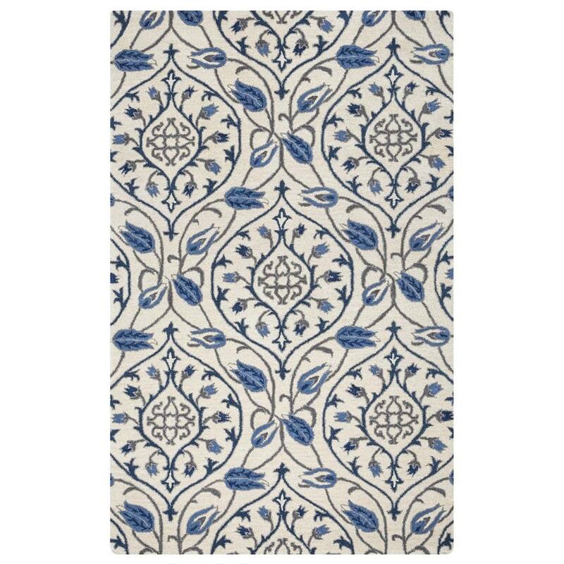 Alora Decor Liberty Cream and Blue Hand-tufted Wool Rug
