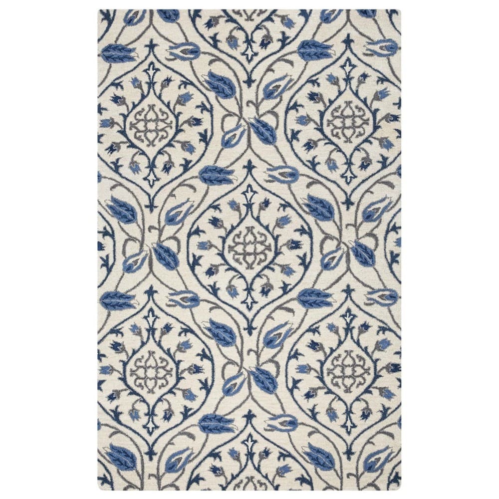Alora Decor Liberty Cream and Blue Hand-tufted Wool Rug