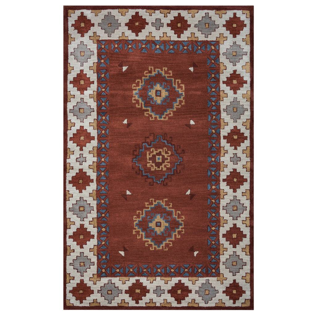 Rizzy Home Southwest Collection SU9007 Accent Rug (8' x 10') - Grey/White - 8' x 10'