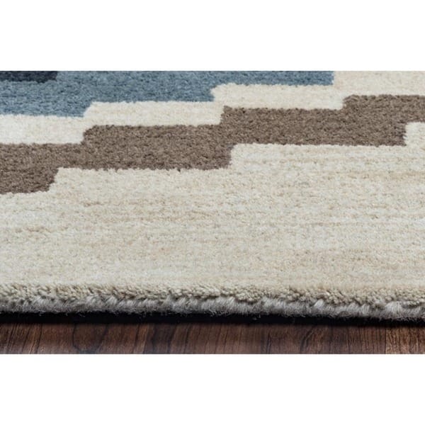 Alora Decor Pueblo Tan, Brown, and Blue Hand-tufted Wool Rug