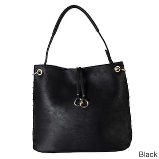 Black Hobo Bags Online At Our Best By Style Diophy Gold Toned Studded Hobo Handbag