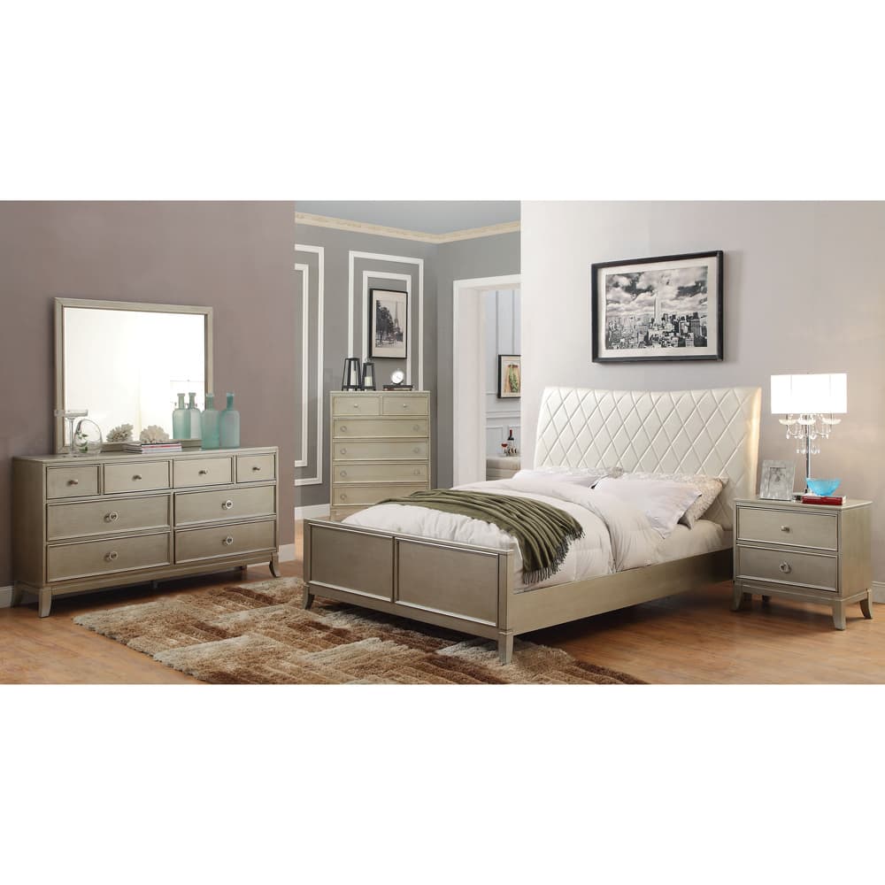 Furniture of America Estevia Contemporary 4-piece Silver Grey Bedroom ...