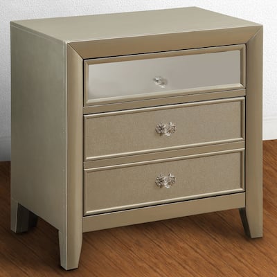 Furniture of America Vosh Transitional Silver Solid Wood Nightstand
