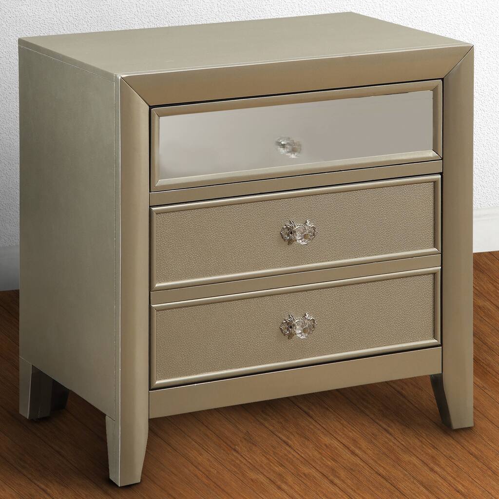 Furniture of America Vosh Transitional Silver Solid Wood Nightstand