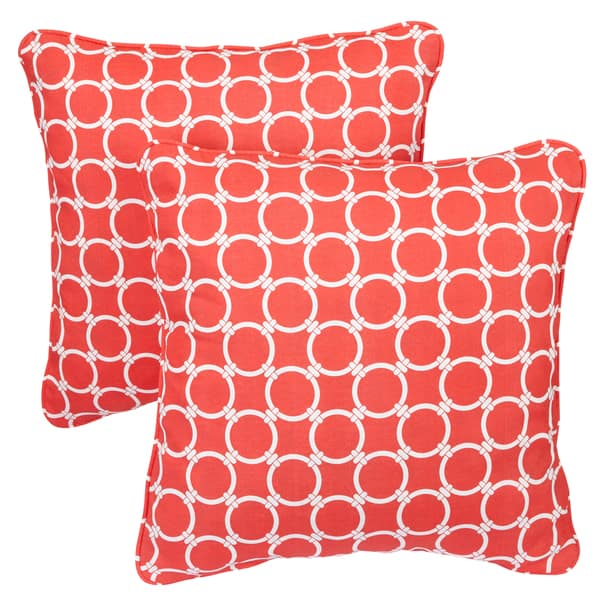 slide 1 of 1, Linked Coral Corded Indoor/ Outdoor Square Pillows (Set of 2)