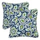 preview thumbnail 1 of 1, Floral Navy Corded Indoor/ Outdoor Square Pillows (Set of 2)