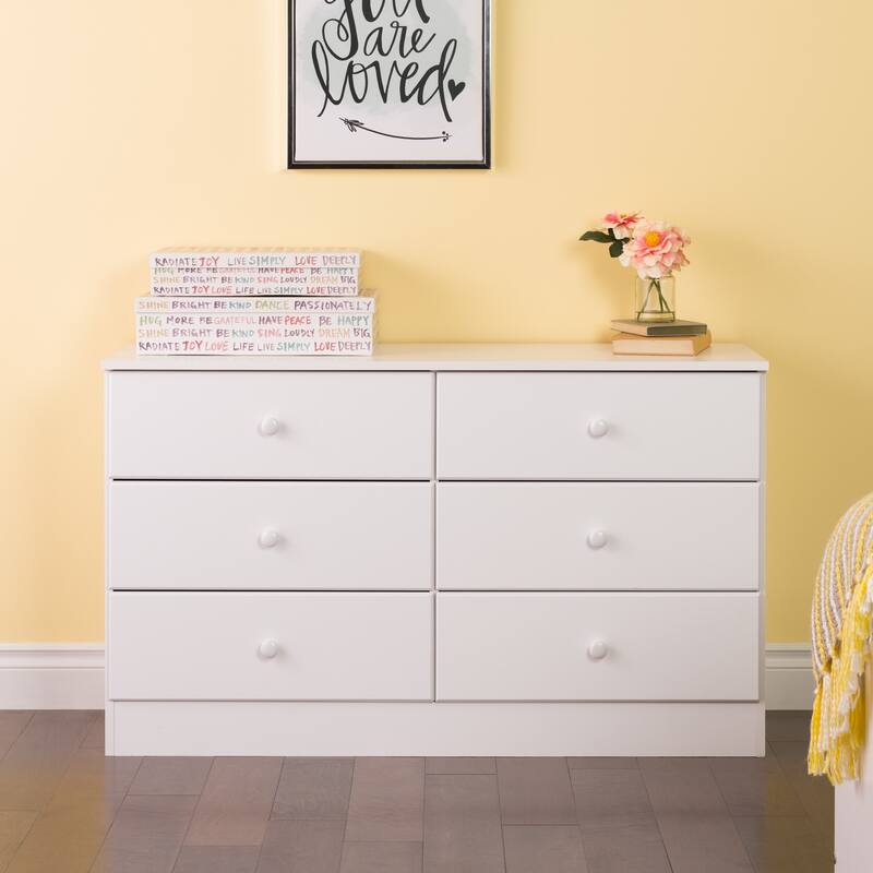 Prepac Astrid 6 Drawer Double Dresser for Bedroom, Wide Chest of Drawers, Bedroom Furniture, Traditional Furniture