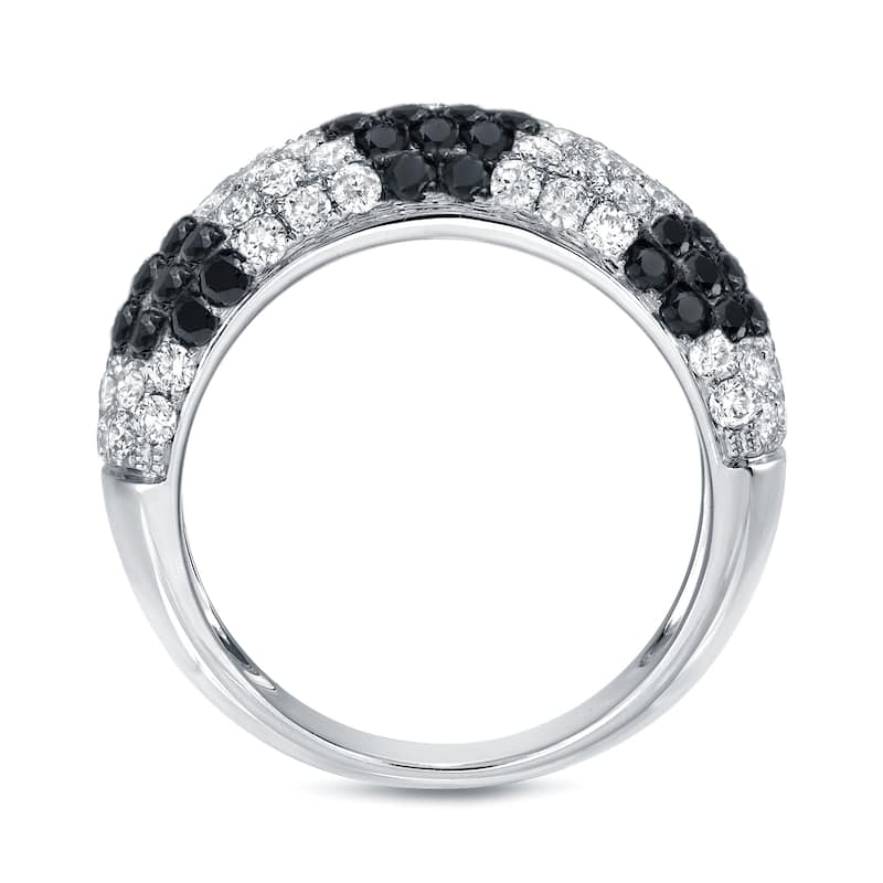 Auriya Pave White and Black Diamond Dome Band 2 carat TDW 14K White Gold