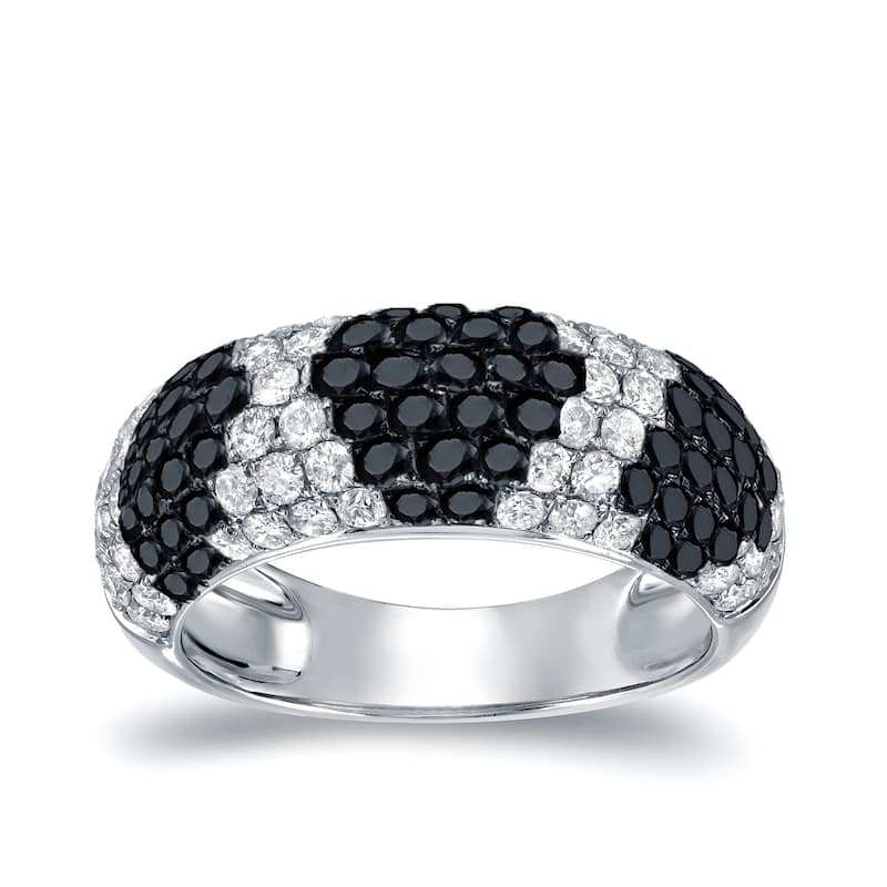 Auriya Pave White and Black Diamond Dome Band 2 carat TDW 14K White Gold