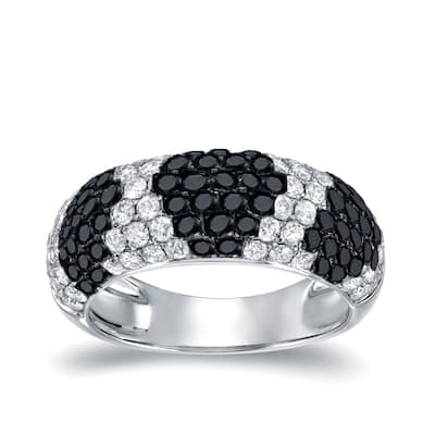 Auriya Pave White and Black Diamond Dome Band 2 carat TDW 14K White Gold