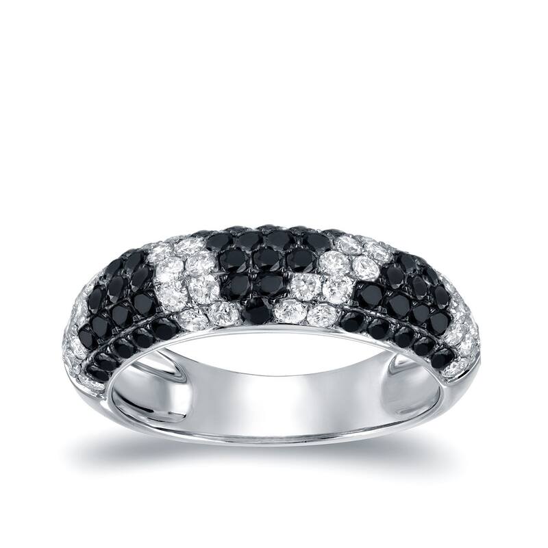 Auriya Pave White and Black Diamond Dome Band 1 1/2 carat TDW 14K White Gold