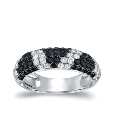 Auriya Pave White and Black Diamond Dome Band 1 1/2 carat TDW 14K White Gold