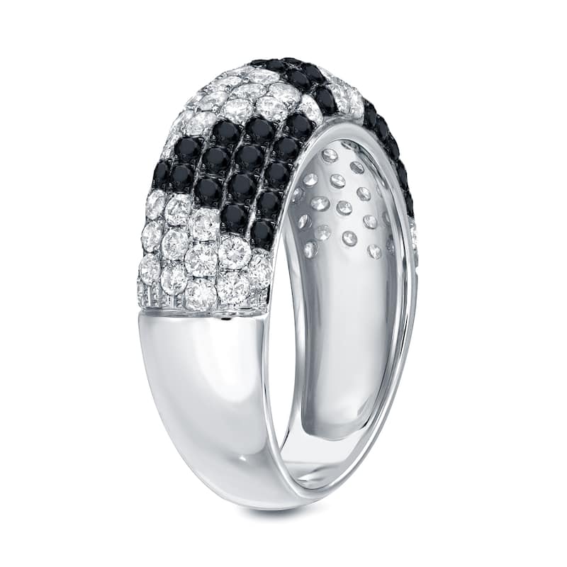 Auriya Pave White and Black Diamond Dome Band 1 1/2 carat TDW 14K White Gold