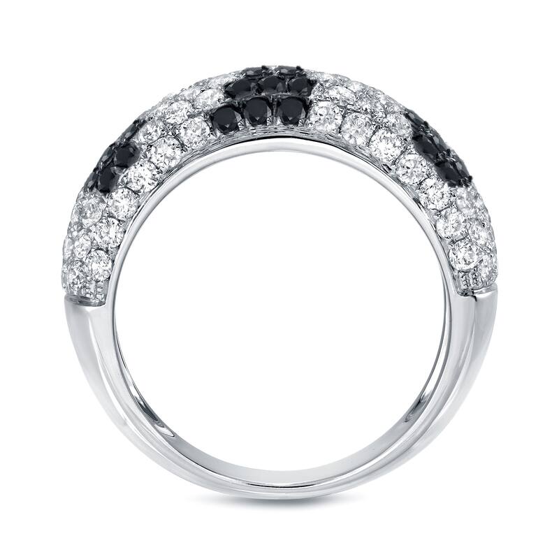 Auriya Multi-Row Pave Black and White Diamond Ring 3/4ct TDW 14k White Gold