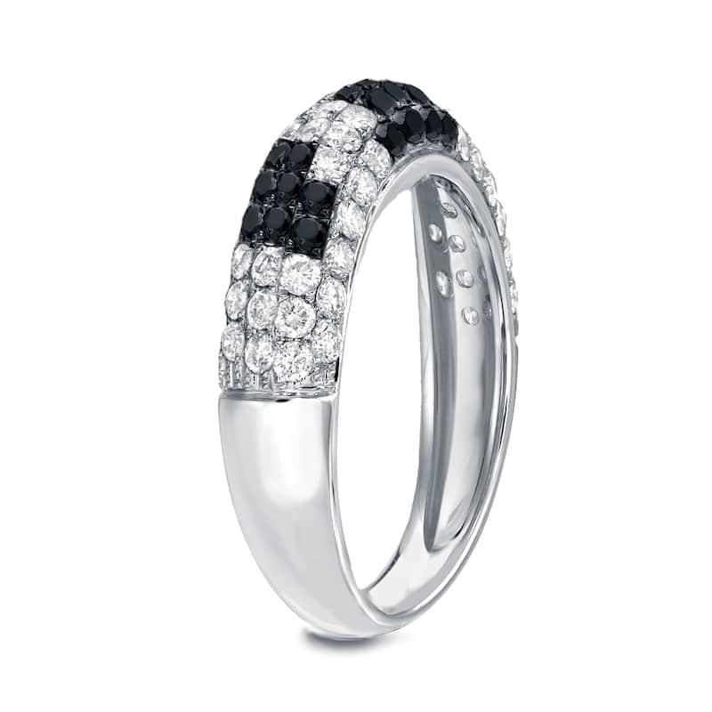 Auriya Multi-Row Pave Black and White Diamond Ring 3/4ct TDW 14k White Gold