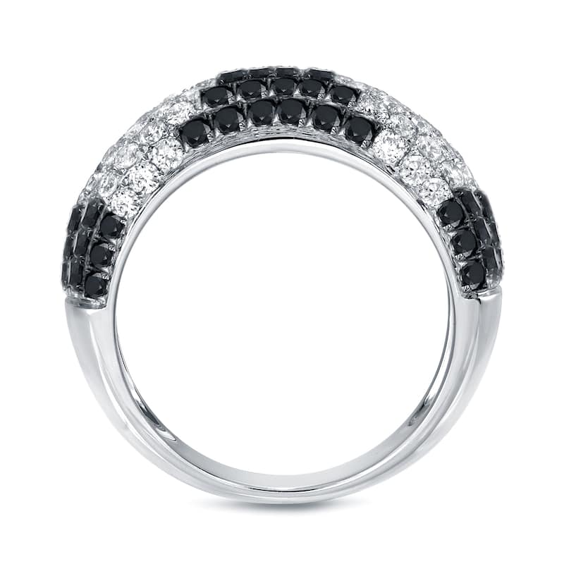 Auriya Multi-Row Pave Black and White Diamond Ring 1ct TDW 14k White Gold