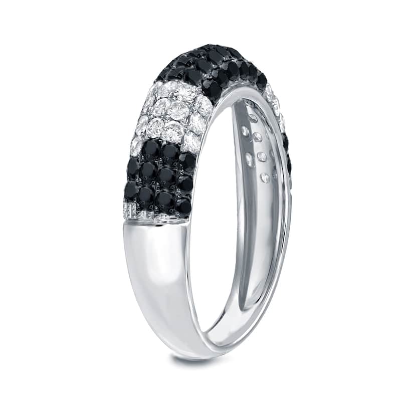 Auriya Multi-Row Pave Black and White Diamond Ring 1ct TDW 14k White Gold